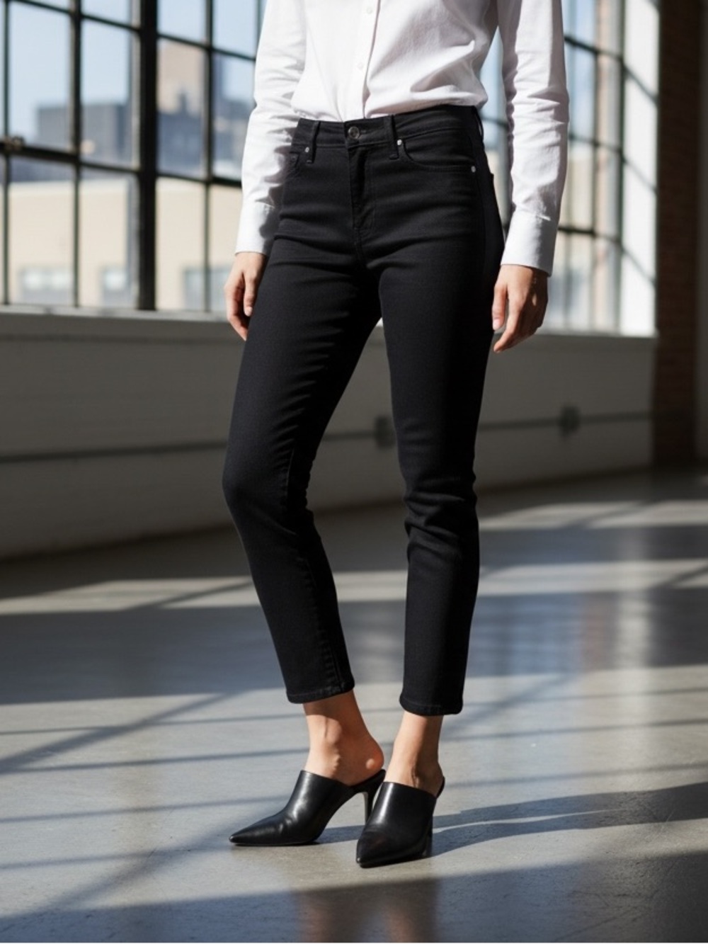 NWT Rag & Bone Fern High-Rise Ankle Slim Black No Fade Denim Jeans Size 23